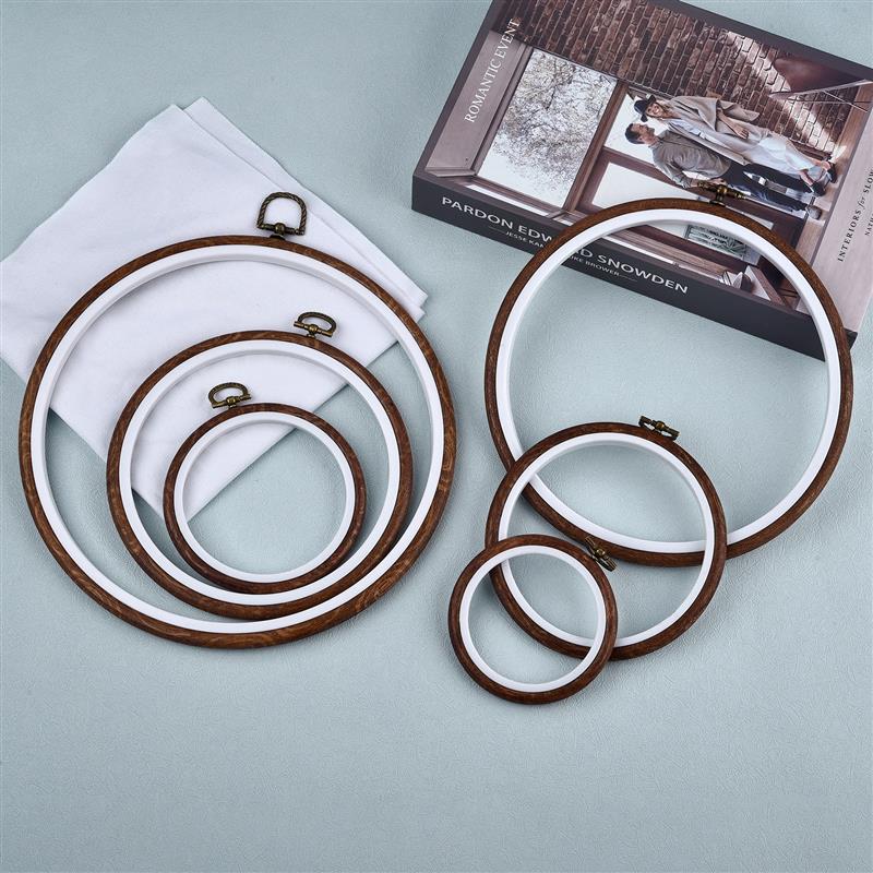 Embroidery Hoop Stand - Round Oval Wooden Color Embroidery Hoops