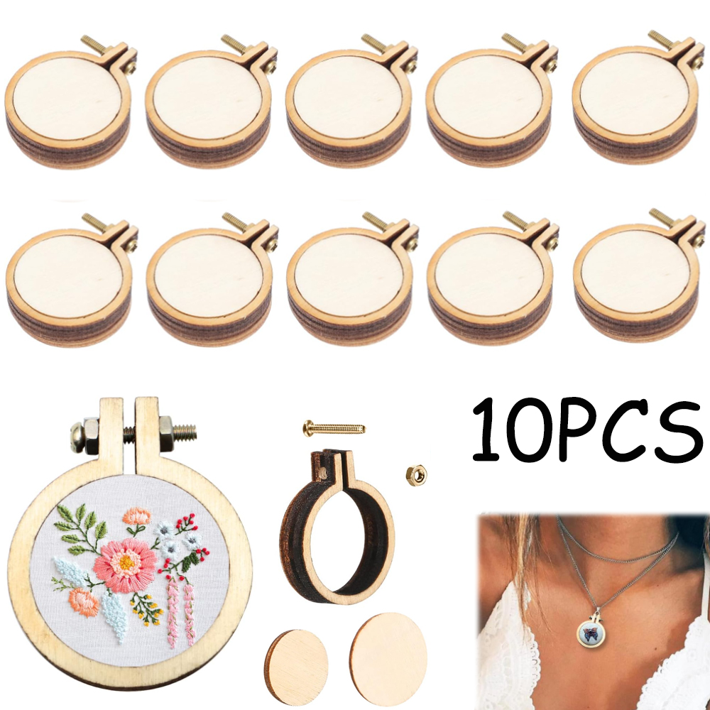 Embroidery Hoop Stand - 10Pcs/Set Wooden Mini Embroidery Hoop Ring