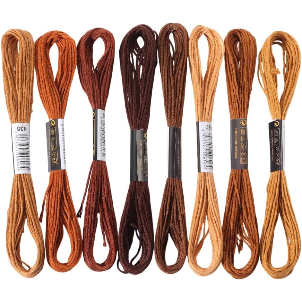 Embroidery Stitches - 8 Skeins 6 Strands Brown Embroidery