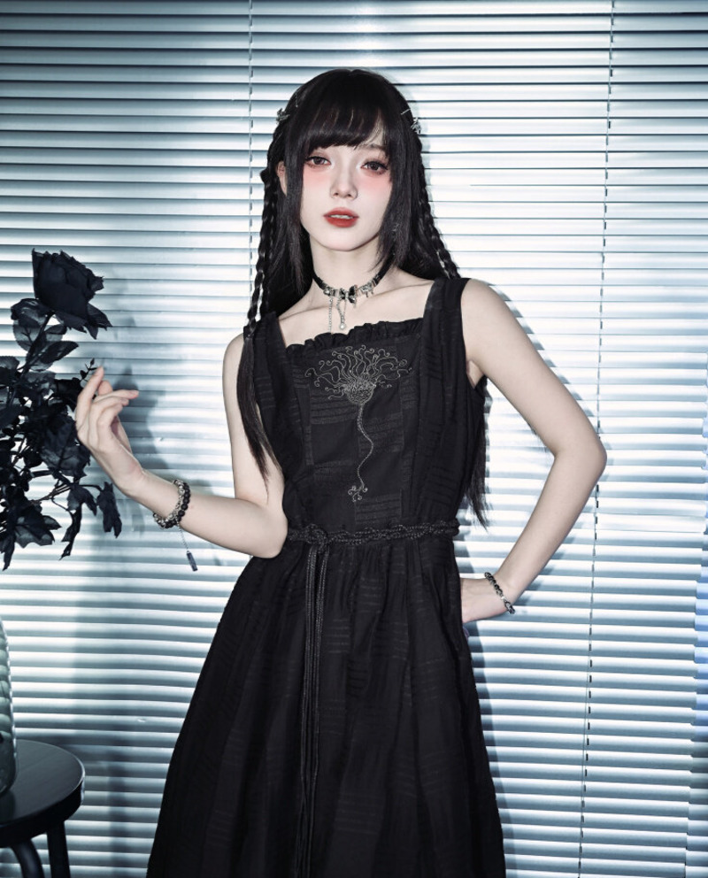 Embroidery Vest - New Crinoid Embroidery Black Double Layer