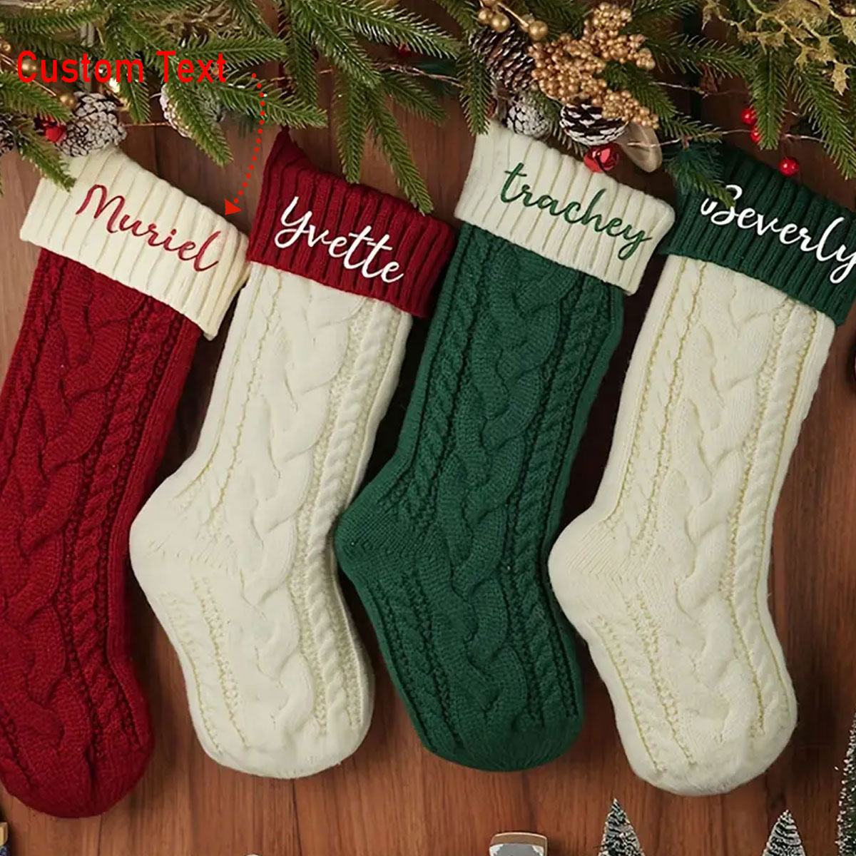 Embroidery Xmas - One Vintage Personalized Christmas Stocking with