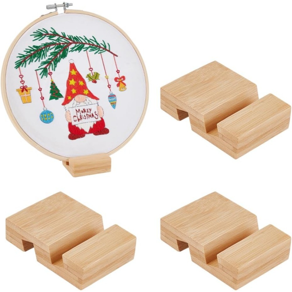 Embroidery Hoop Stand - 4Pcs Embroidery Hoop Wooden Base Embroider
