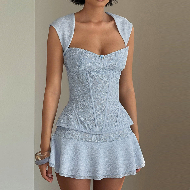 Embroidery Vest - Summer New Solid Color Vest&Skirts Set