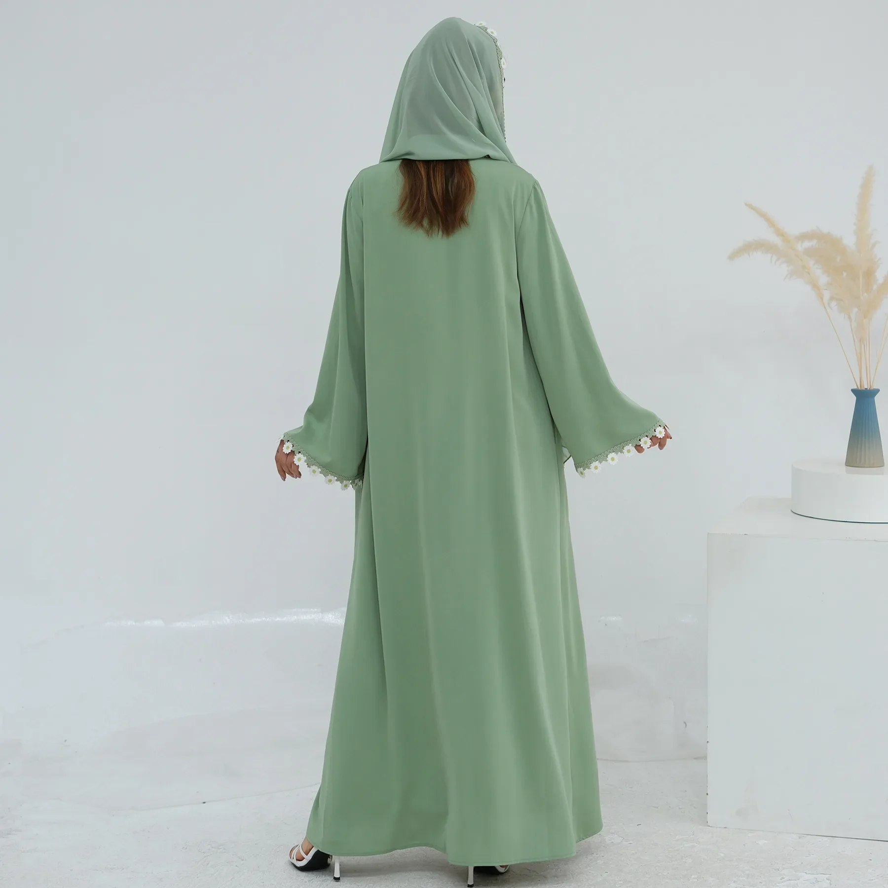 Flower Dubai Abayas Turkey Kaf - Embroidery Kebaya 评论和价格