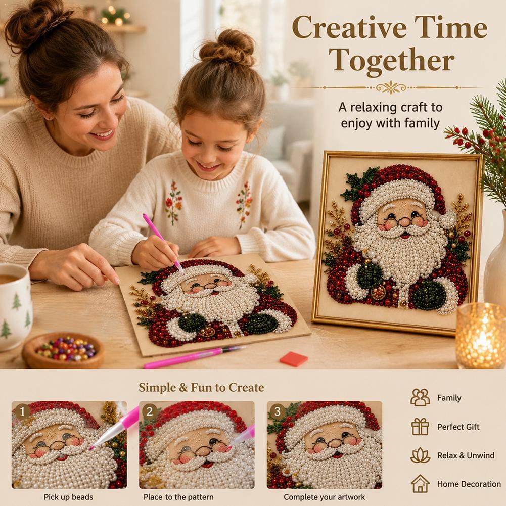 Christmas Santa Claus Pearl Ar - Embroidery Xmas 评论和价格