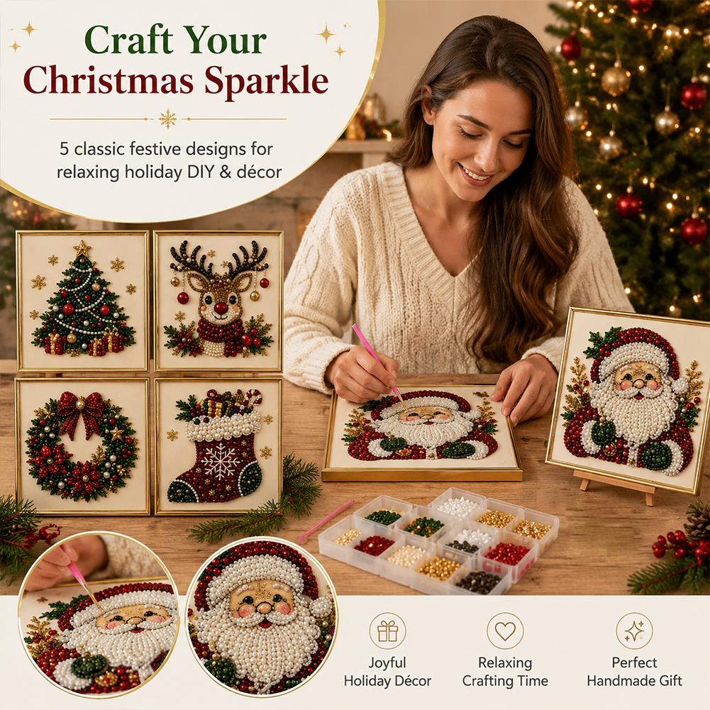 Christmas Santa Claus Pearl Ar - Embroidery Xmas 评论和价格