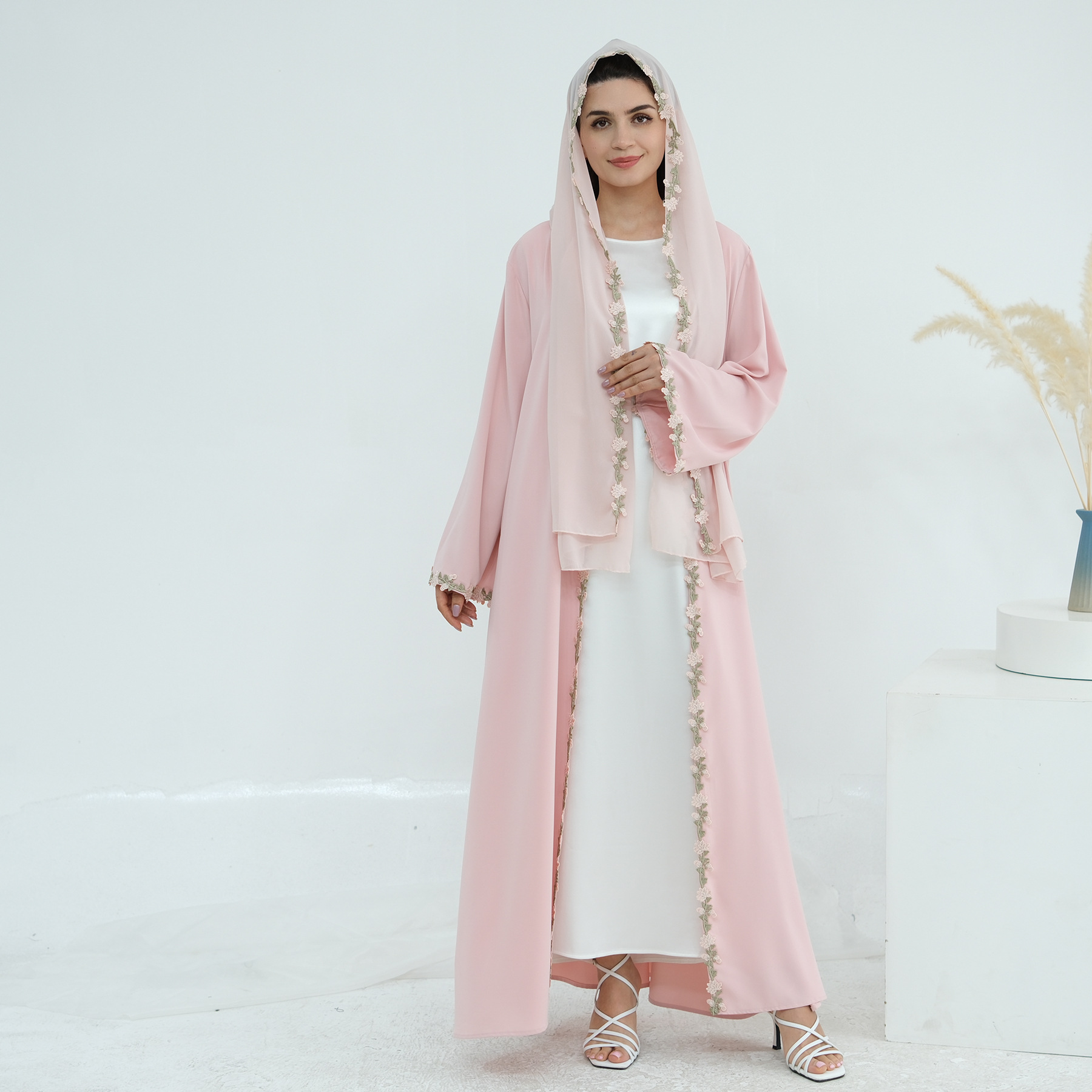 Dubai Open Abaya Women Muslim  - Embroidery Kebaya 评论和价格