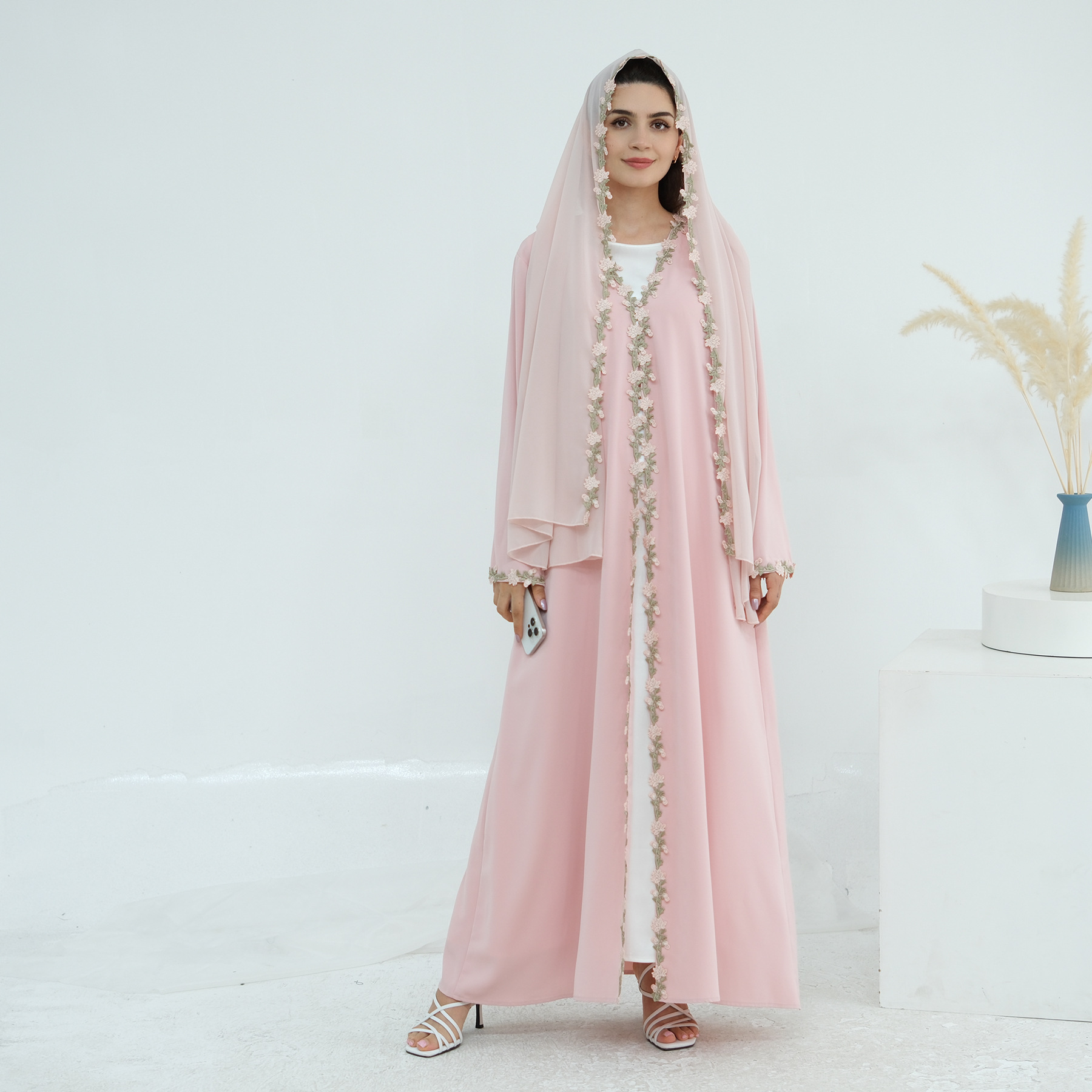 Dubai Open Abaya Women Muslim  - Embroidery Kebaya 评论和价格