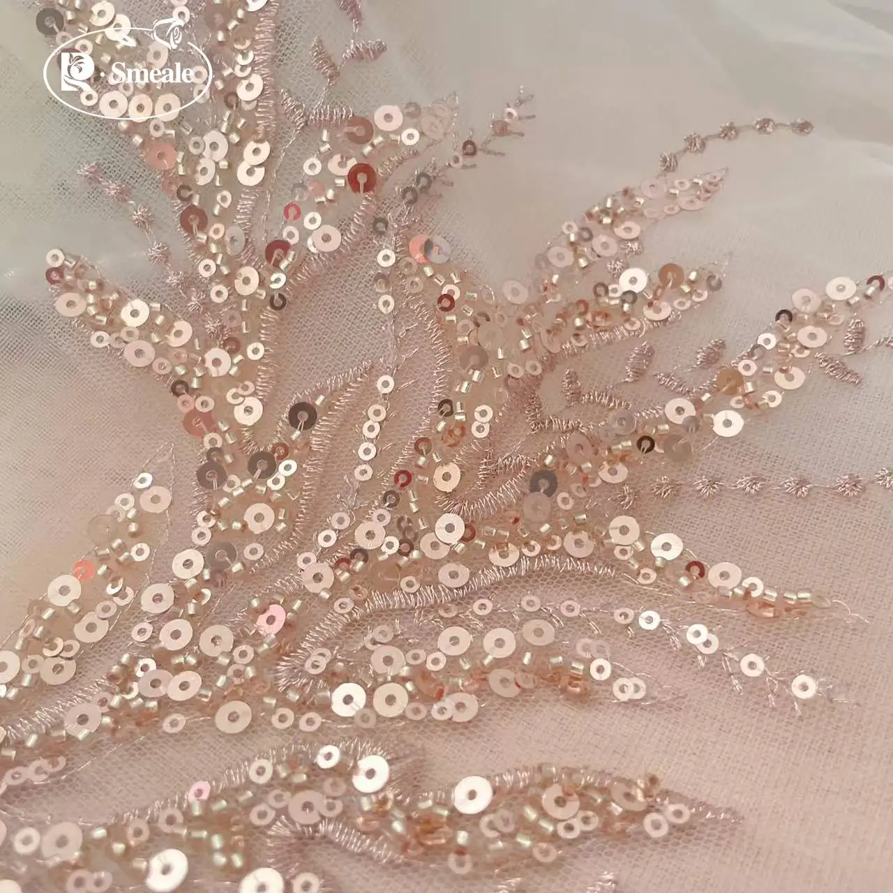 5Pair-2Pair.Rose Gold Sequin T - Embroidery Roses 评论和价格