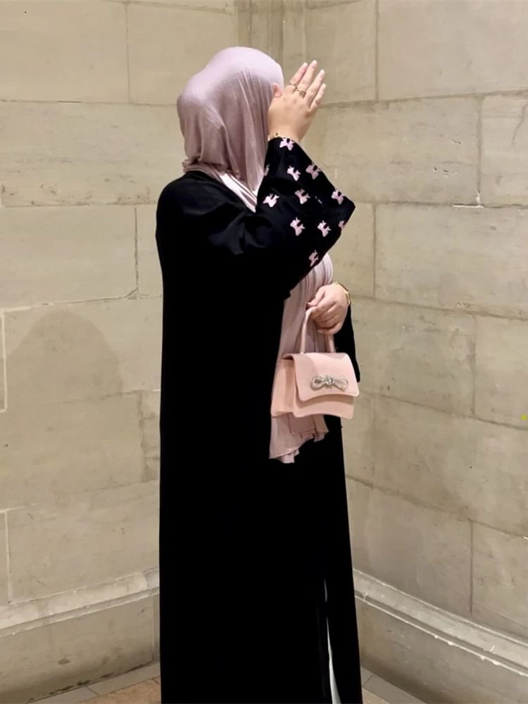 Ramadan Black Heart Abaya Dame - Embroidery Kebaya 评论和价格