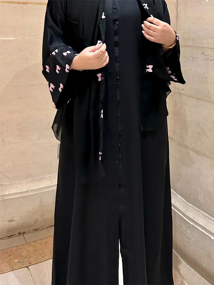 Ramadan Black Heart Abaya Dame - Embroidery Kebaya 评论和价格
