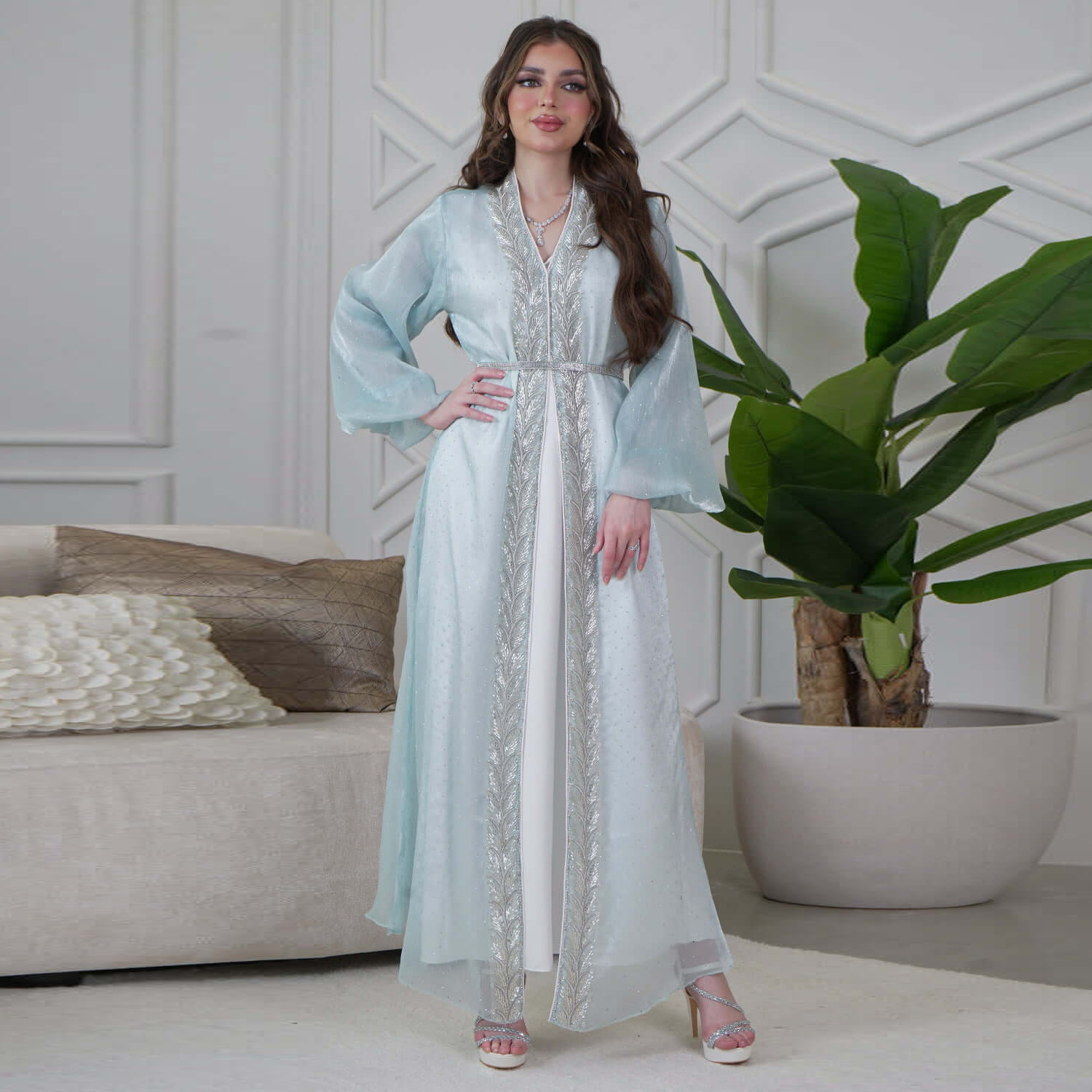 Eid Mubarak Djellaba Kimono Ca - Embroidery Kebaya 评论和价格