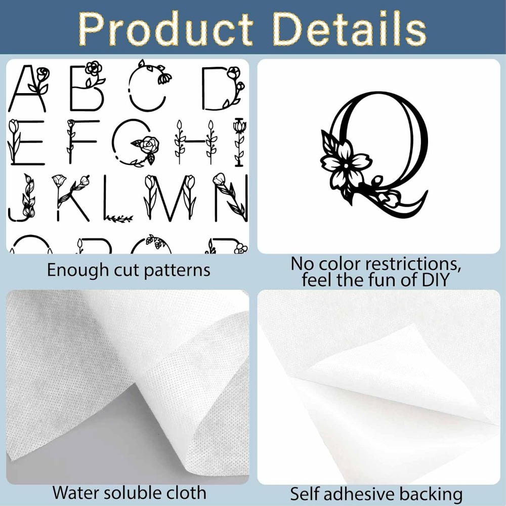 Letter A-Z Water Soluble Embro - Embroidery Paper 评论和价格