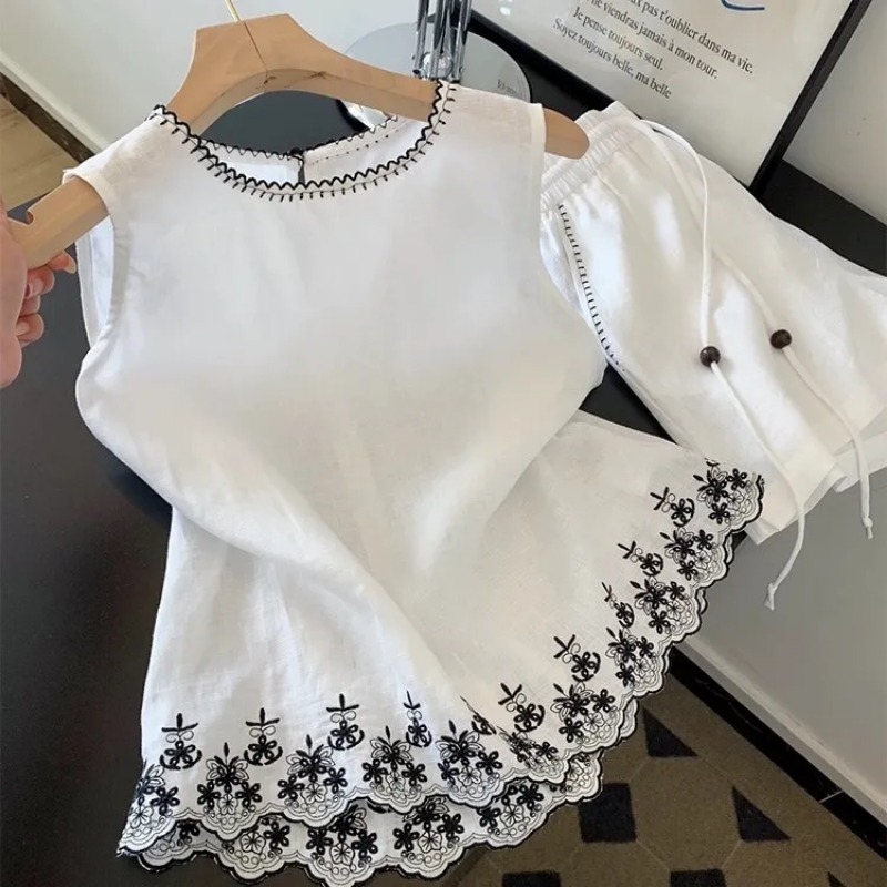 Simple Old Money Style Cotton  - Embroidery Vest 评论和价格