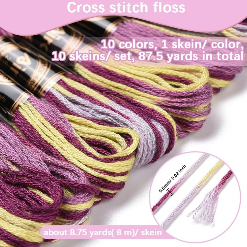 6 Strands Purple Variegated Em - Embroidery Kit Set 评论和价格