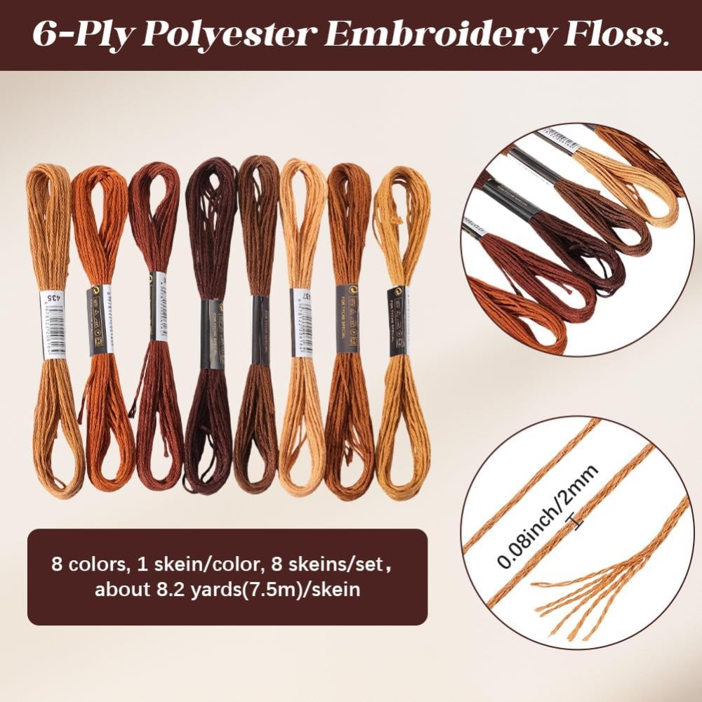 8 Skeins 6 Strands Brown Embro - Embroidery Stitches 评论和价格