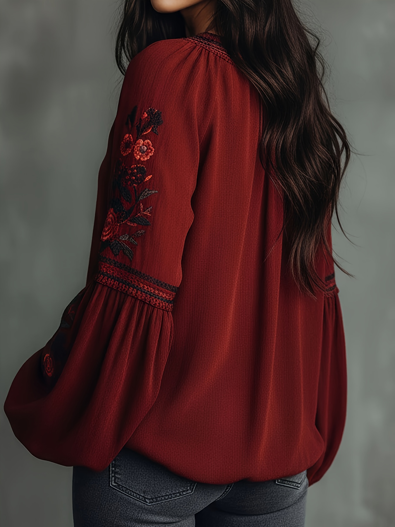 Women‘s Spring Blouse Retro Em - Embroidery Tshirt 评论和价格