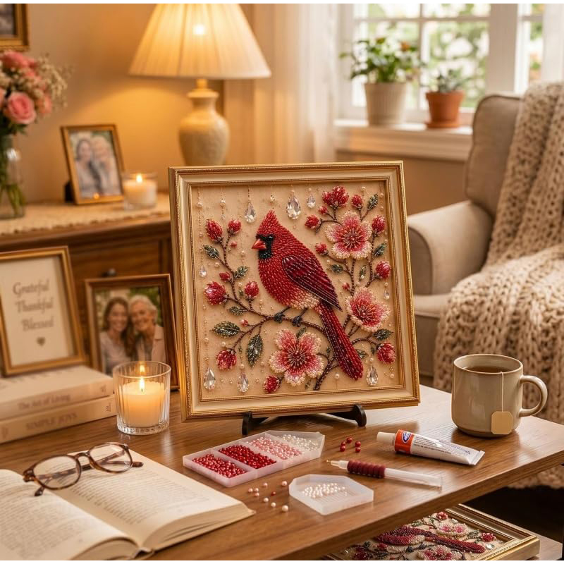 Bird Pearl Art DIY Kit Cardina - Embroidery Kit Set 评论和价格