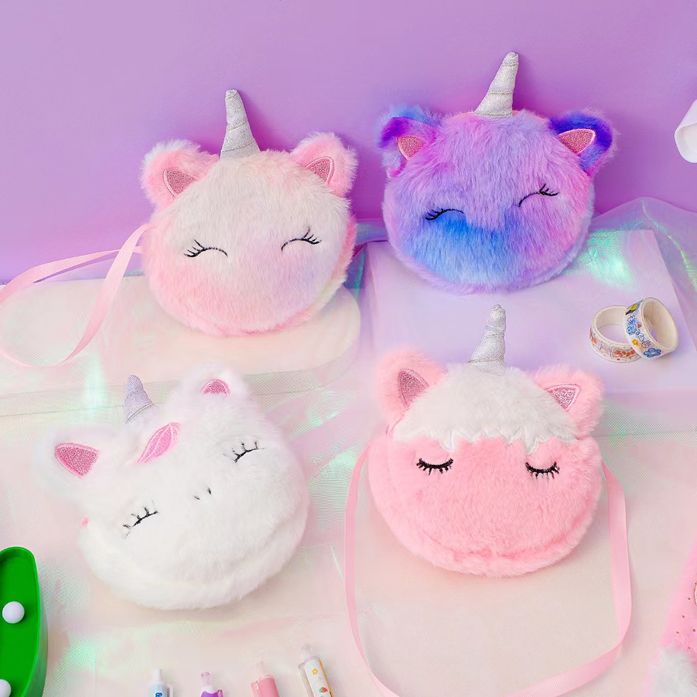 Kids Fashion Plush Shoulder Ba - Embroidery Unicorn 评论和价格