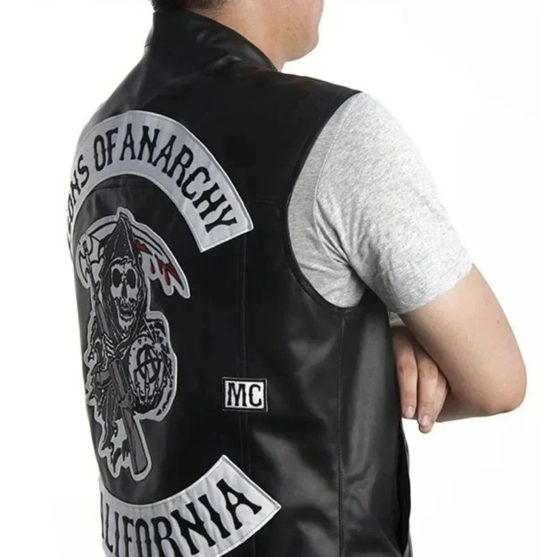ABC123Leather Men Motorcycle C - Embroidery Vest 评论和价格