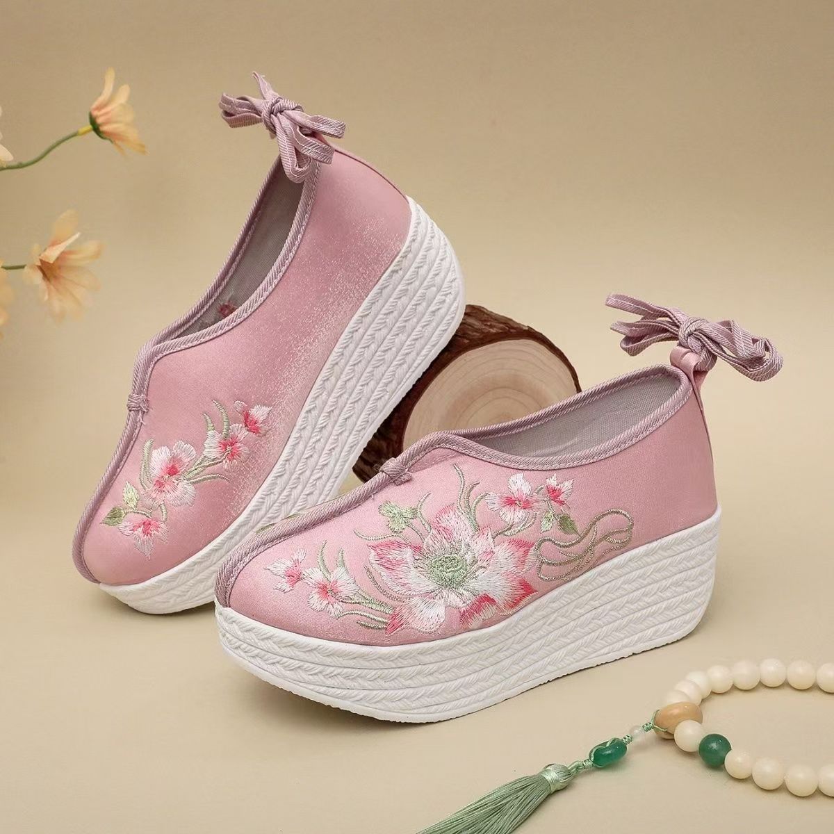 Woman Ethnic Style Wedges Embr - Embroidery Shoes 评论和价格