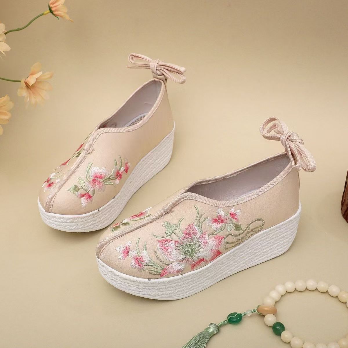 Woman Ethnic Style Wedges Embr - Embroidery Shoes 评论和价格