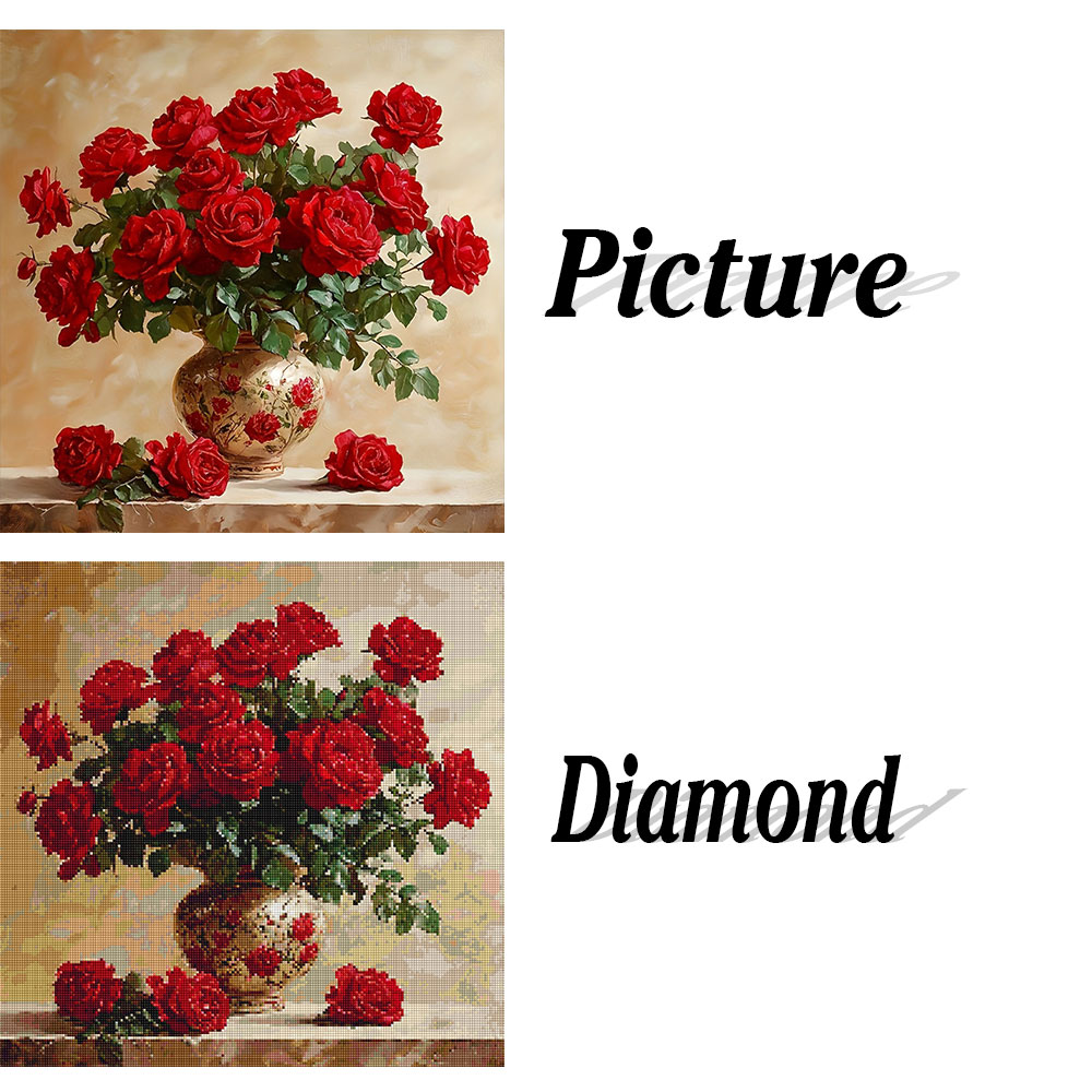 Rose Diamond Painting Full Squ - Embroidery Roses 评论和价格