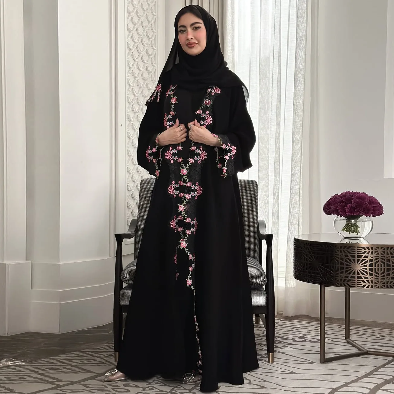Black Embroidery Kimono Jalabi - Embroidery Kebaya 评论和价格