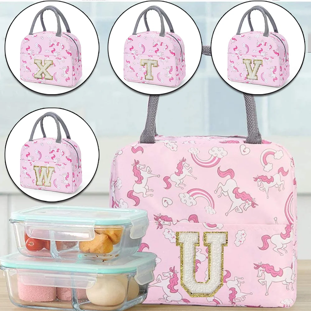 Insulation Lunch Bag Cute Unic - Embroidery Unicorn 评论和价格
