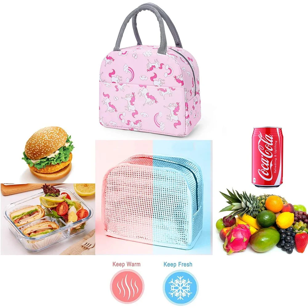 Insulation Lunch Bag Cute Unic - Embroidery Unicorn 评论和价格