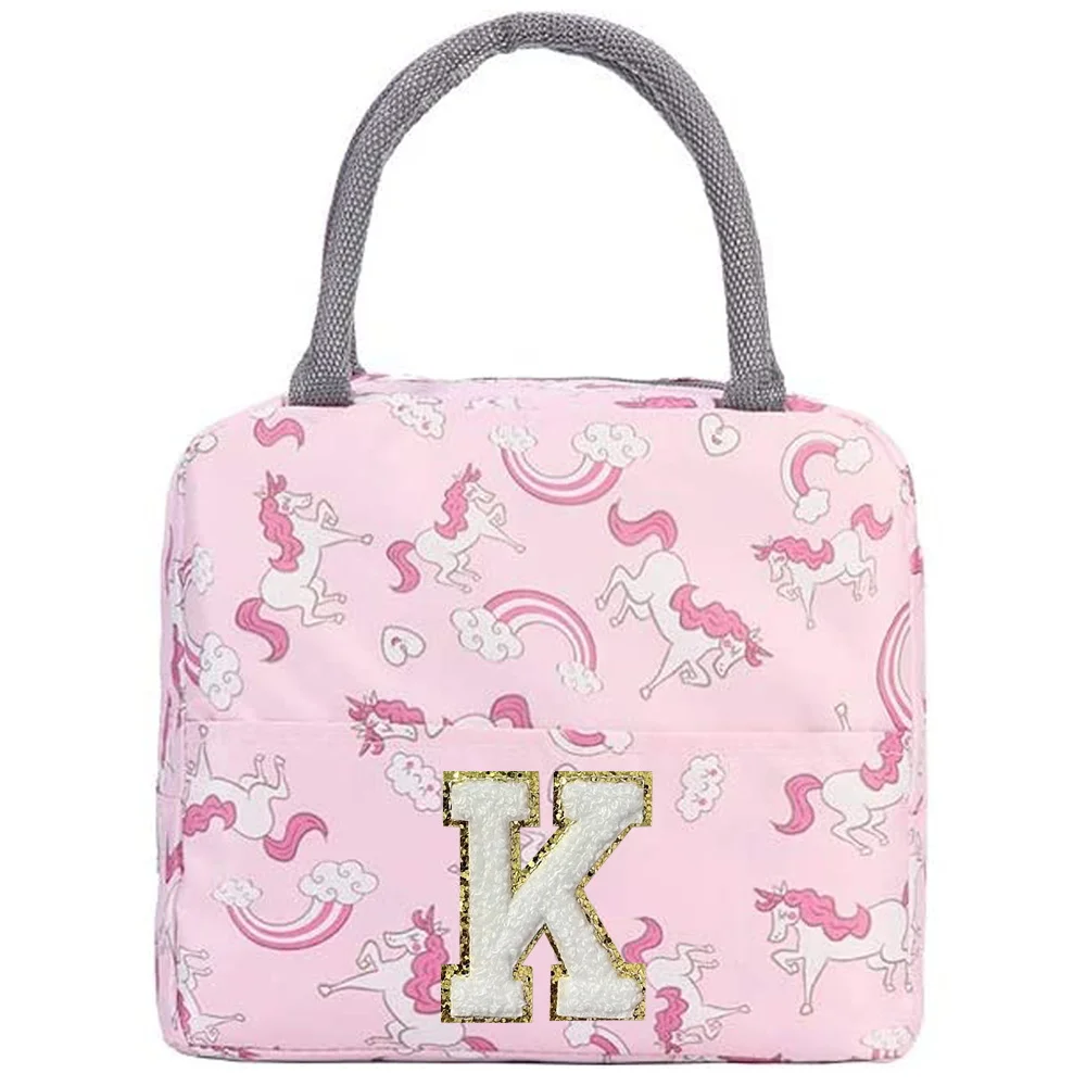 Insulation Lunch Bag Cute Unic - Embroidery Unicorn 评论和价格