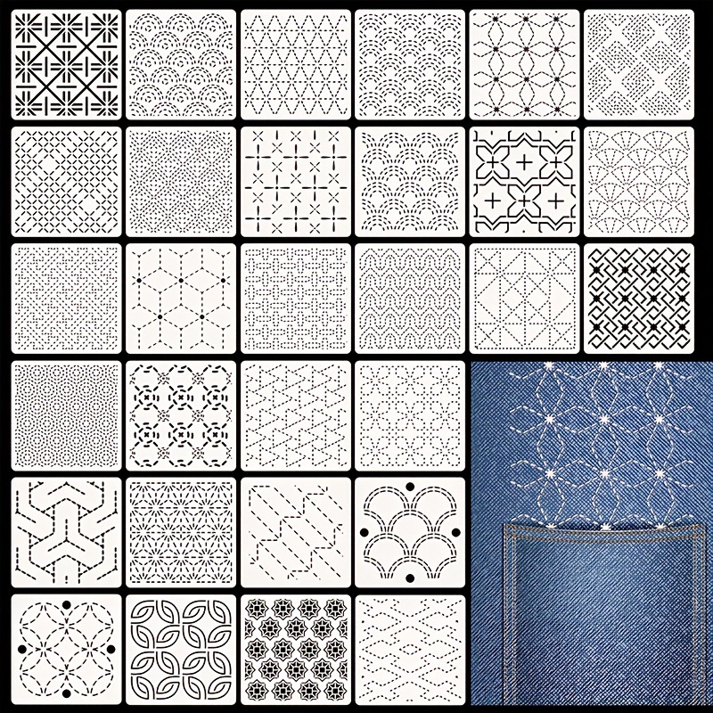 30Pcs Embroidery Templates DIY - Embroidery And Quilting 评论和价格