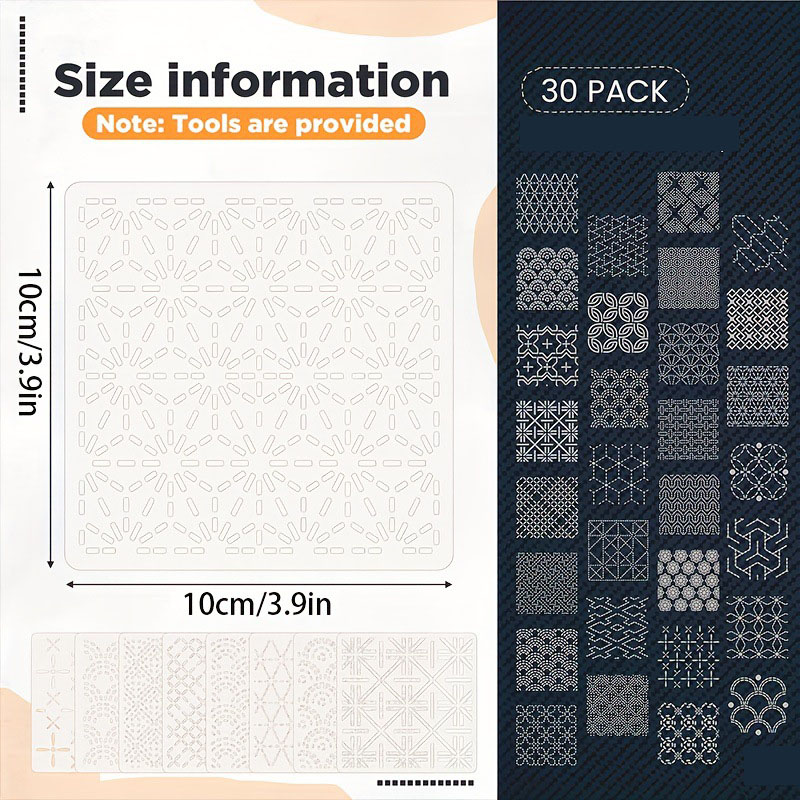 30Pcs Embroidery Templates DIY - Embroidery And Quilting 评论和价格