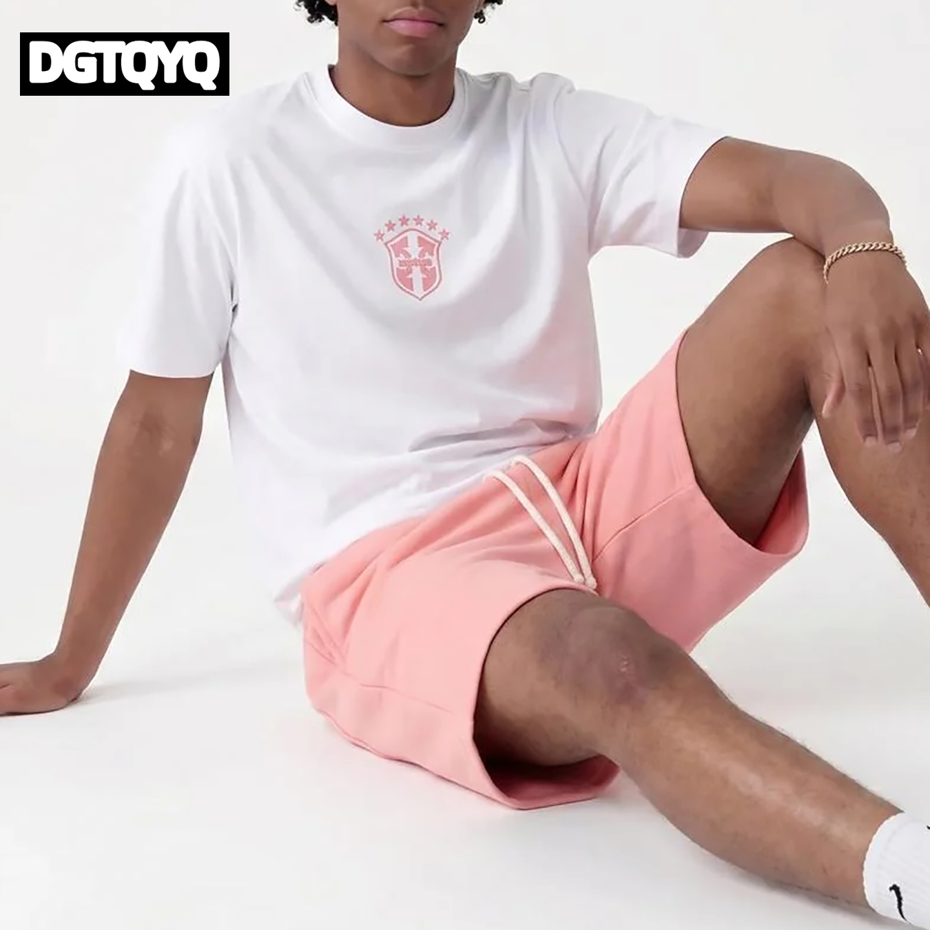 Man's Summer New Pink Embroide - Embroidery Tshirt 评论和价格