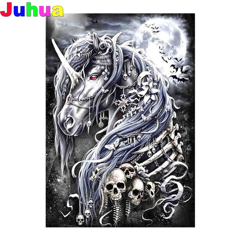 Skull unicorn Full drill Diamo - Embroidery Unicorn 评论和价格