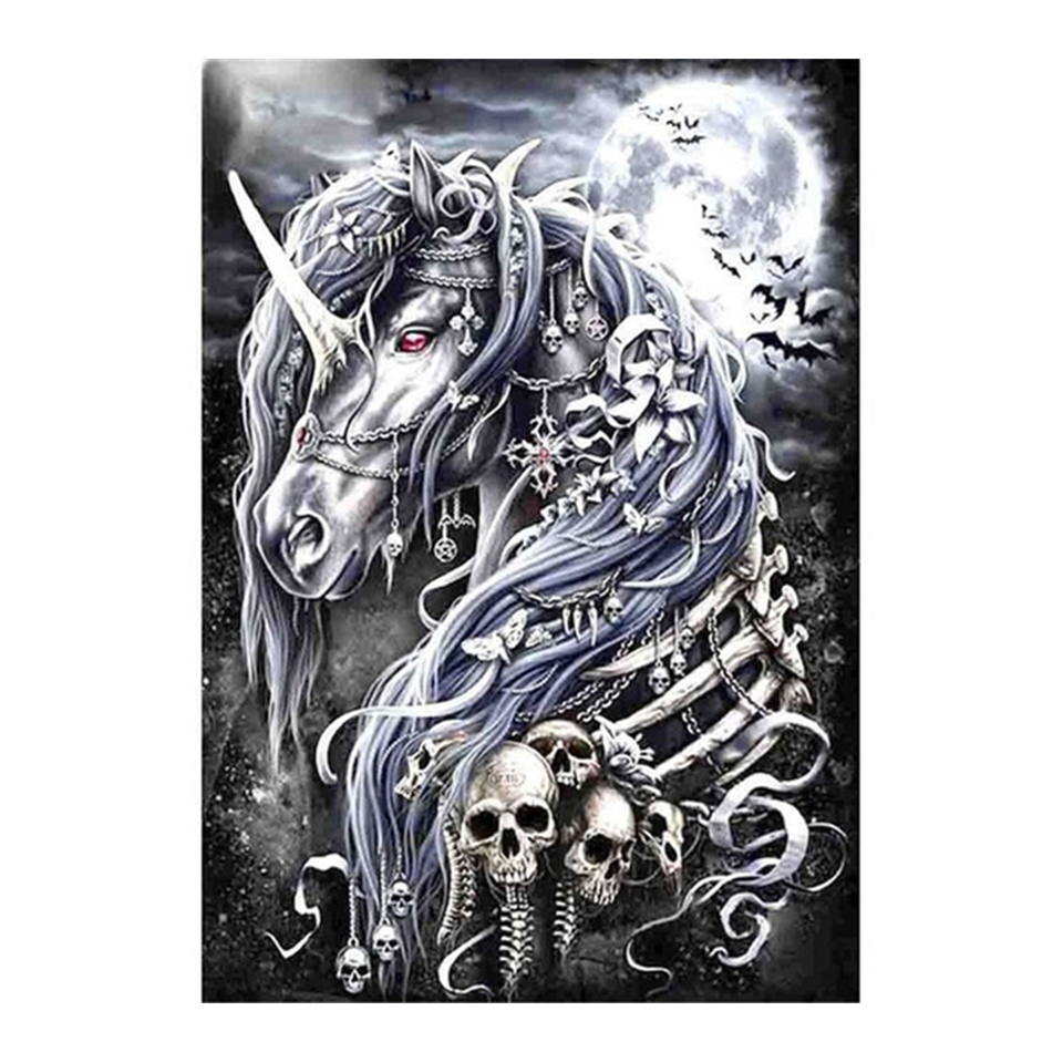 Skull unicorn Full drill Diamo - Embroidery Unicorn 评论和价格