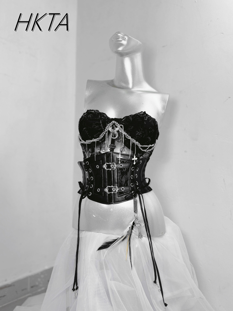 Dark Style Goth Metal Chain Wa - Embroidery Roses 评论和价格
