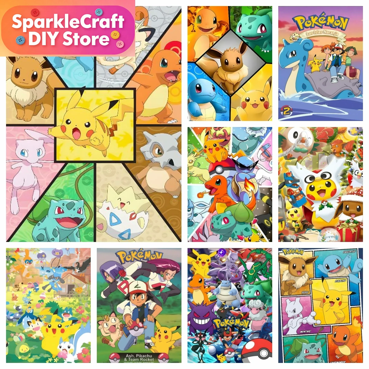 1pc frameless Cartoon Pokemon  - Embroidery Kit Set 评论和价格