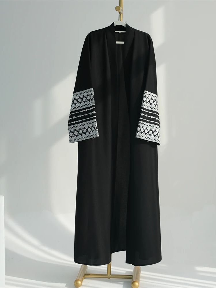 Ramadan Eid Black Open Kimono  - Embroidery Kebaya 评论和价格