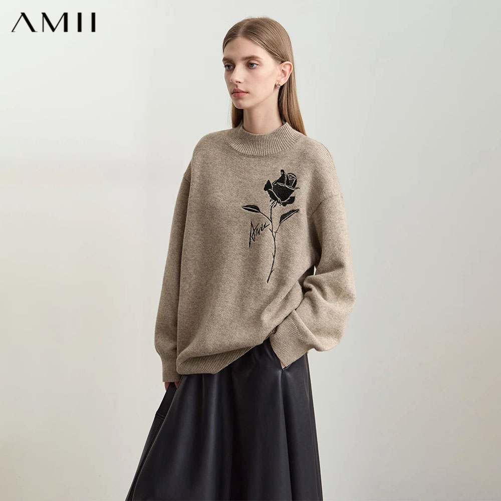 Amii Sweaters for Autumn Winte - Embroidery Roses 评论和价格
