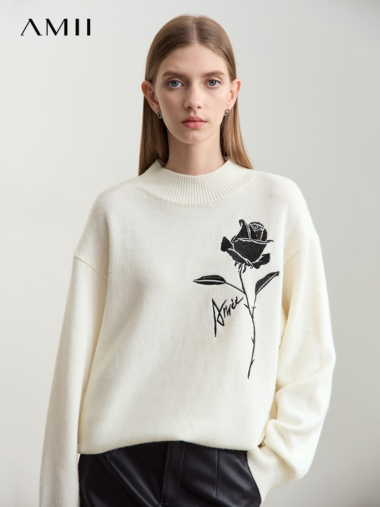 Amii Sweaters for Autumn Winte - Embroidery Roses 评论和价格