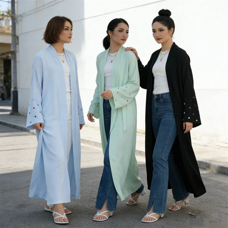 Eid Heart Embroidery Long Robe - Embroidery Kebaya 评论和价格